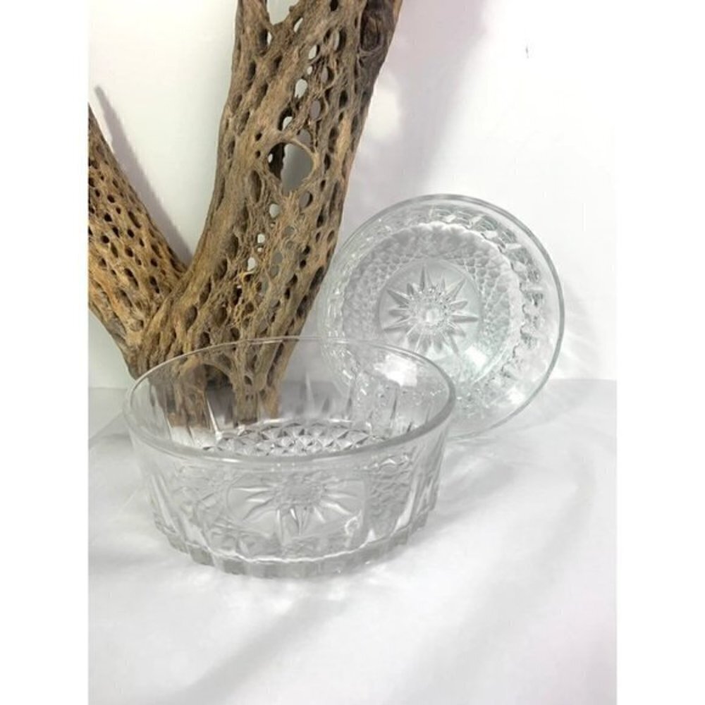 Vintage 70s Arcoroc France Crystal Dessert Salad Bowls